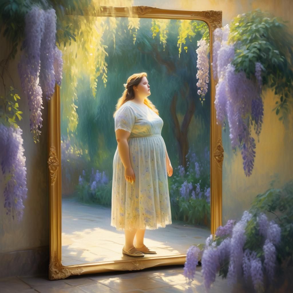 Impressionist Portrait: Woman and Mirror Reflection