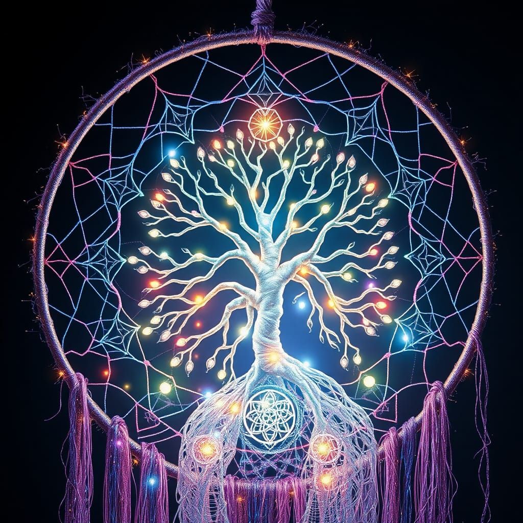 Cosmic Dreamcatcher: Tree of Life Digital Art