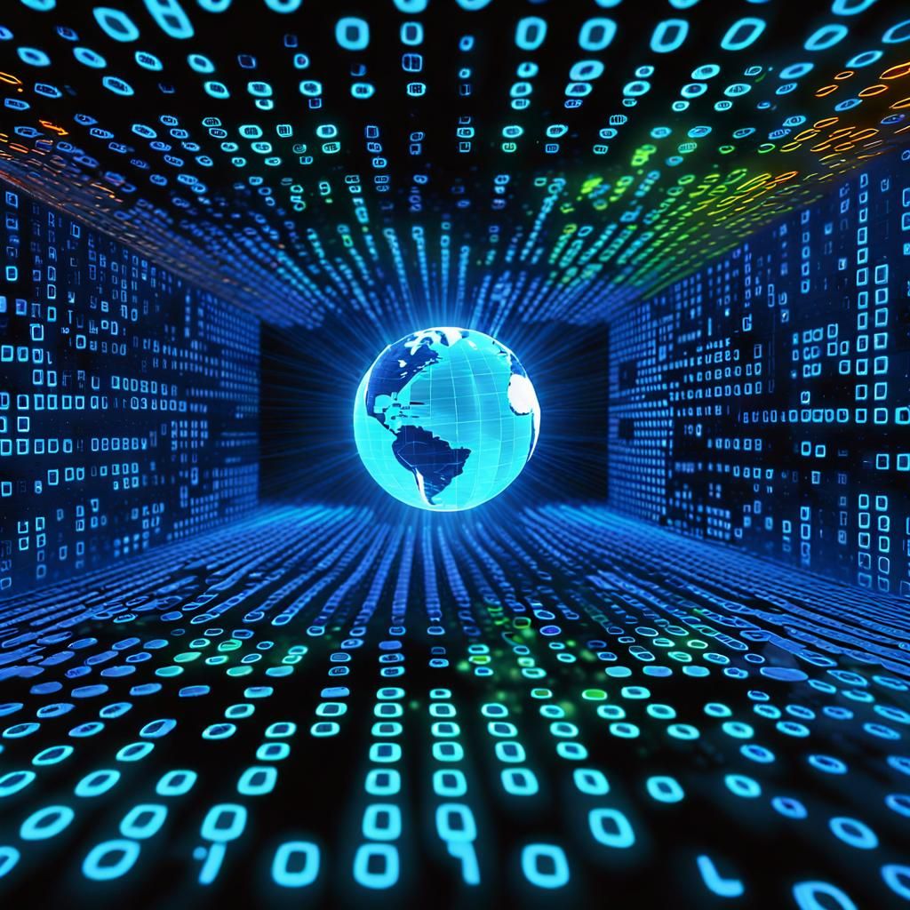 Bioluminescent Binary Code World in 3D