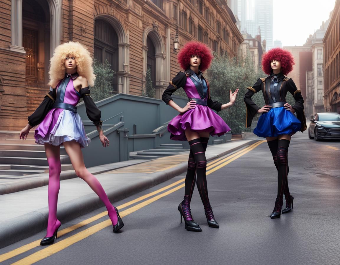 Androgynous Teens in Drag: Detailed Matte Painting