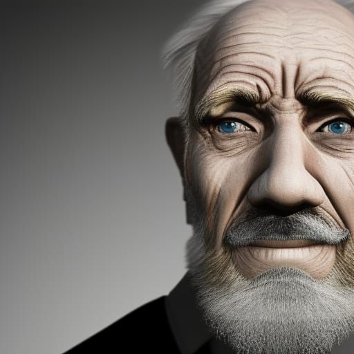 Detailed Portrait of a Happy Old Man