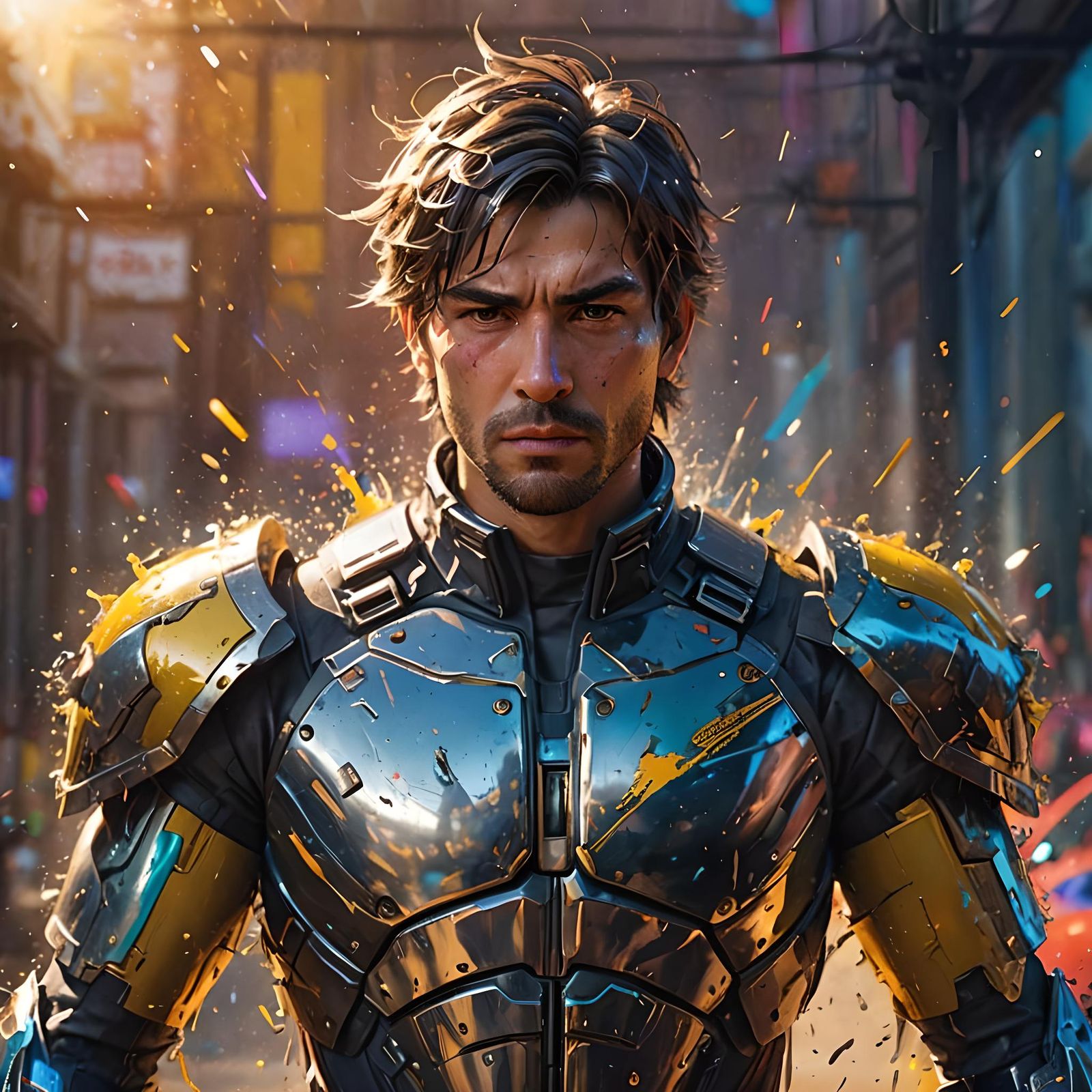 Detailed Hyperrealistic Portrait with Colorful Depth