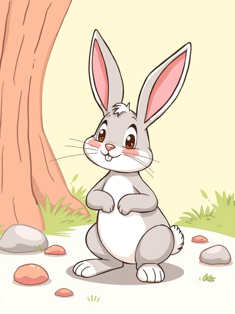 Cartoon Rabbit in Comic Book Style