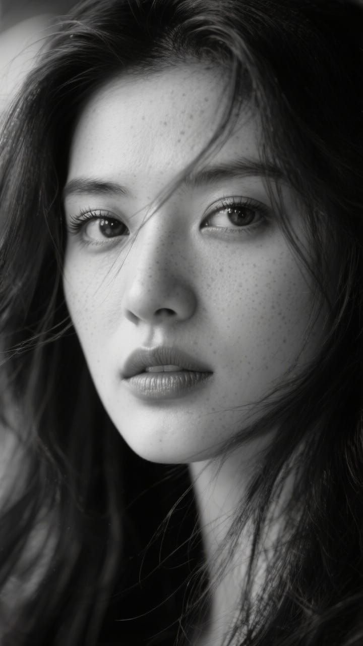 Hyper Realistic B&W Cinematic Portrait: Haunting Elegance