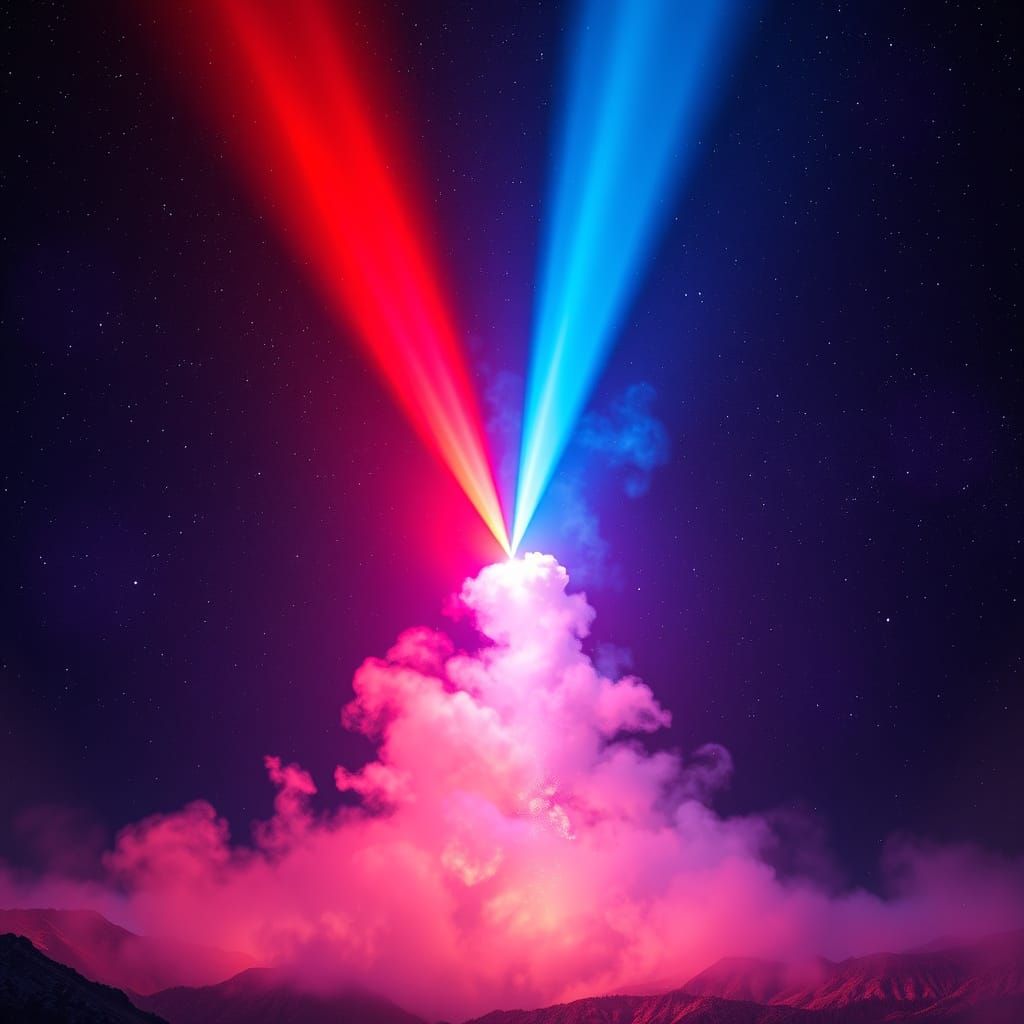 Spectacular Convergence of Crimson and Cobalt Energy Beams