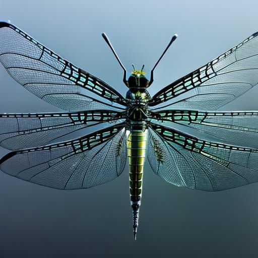 Chrome Dragonfly Devouring Planet in Space