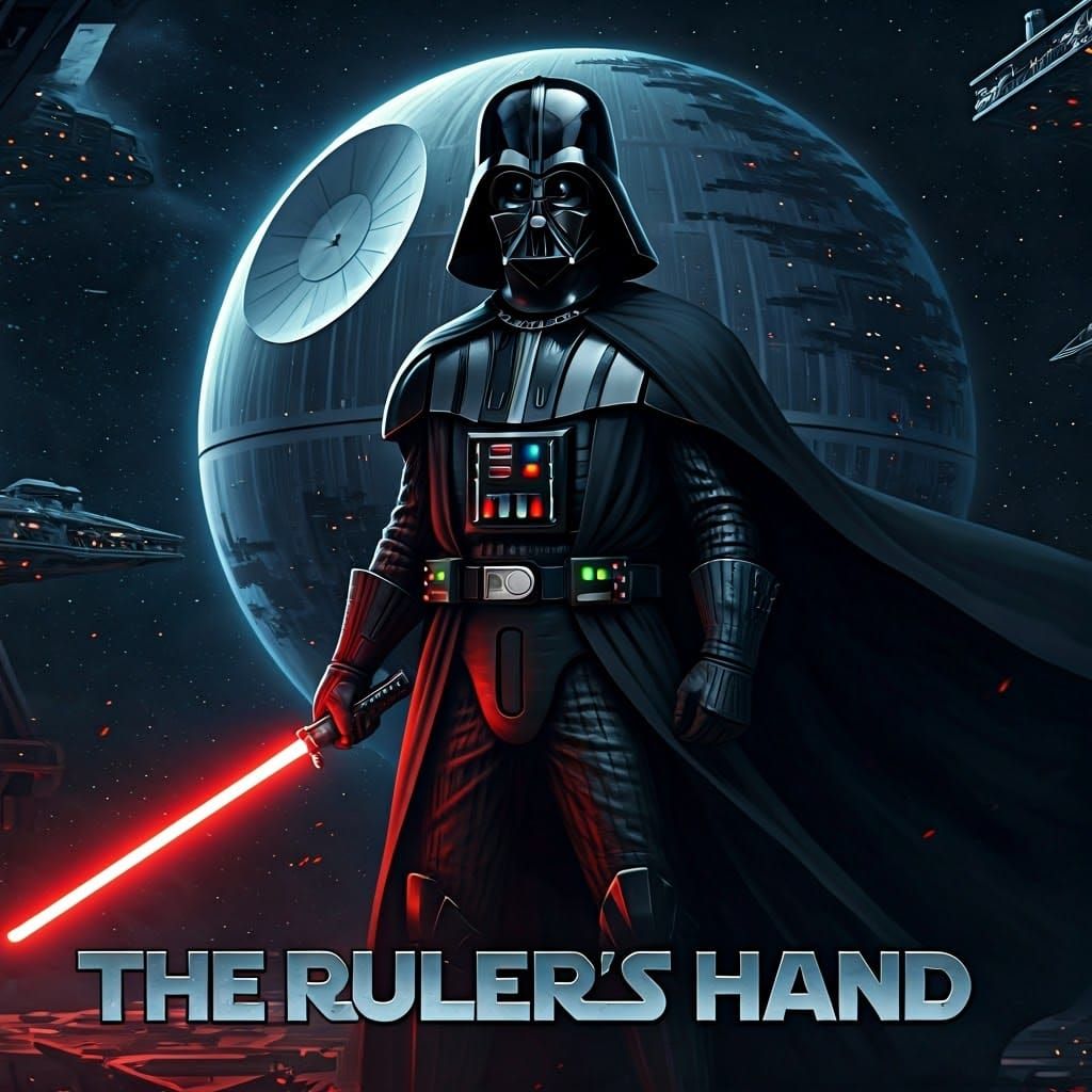 Darth Vader Album Cover Art in Industrial Sci-Fi Style