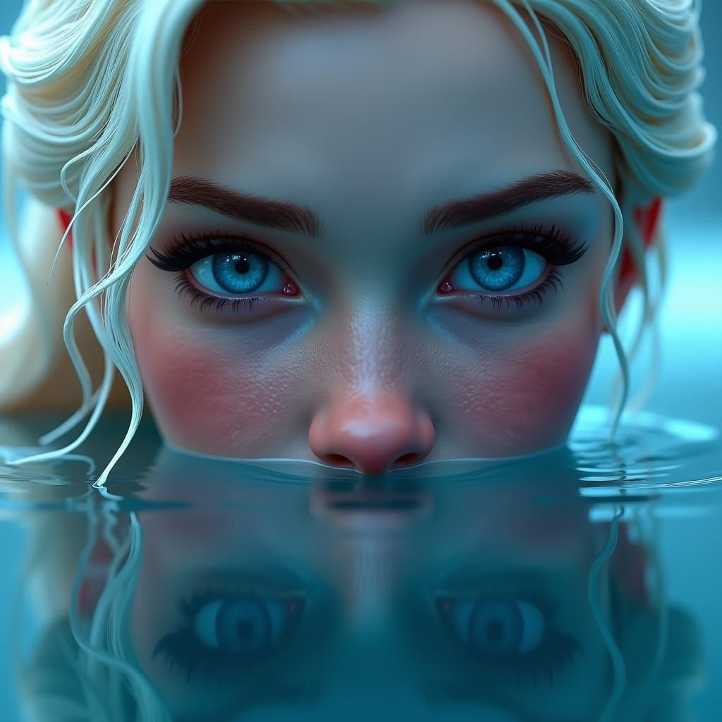 Underwater Portrait of Elsa with Reflected Image