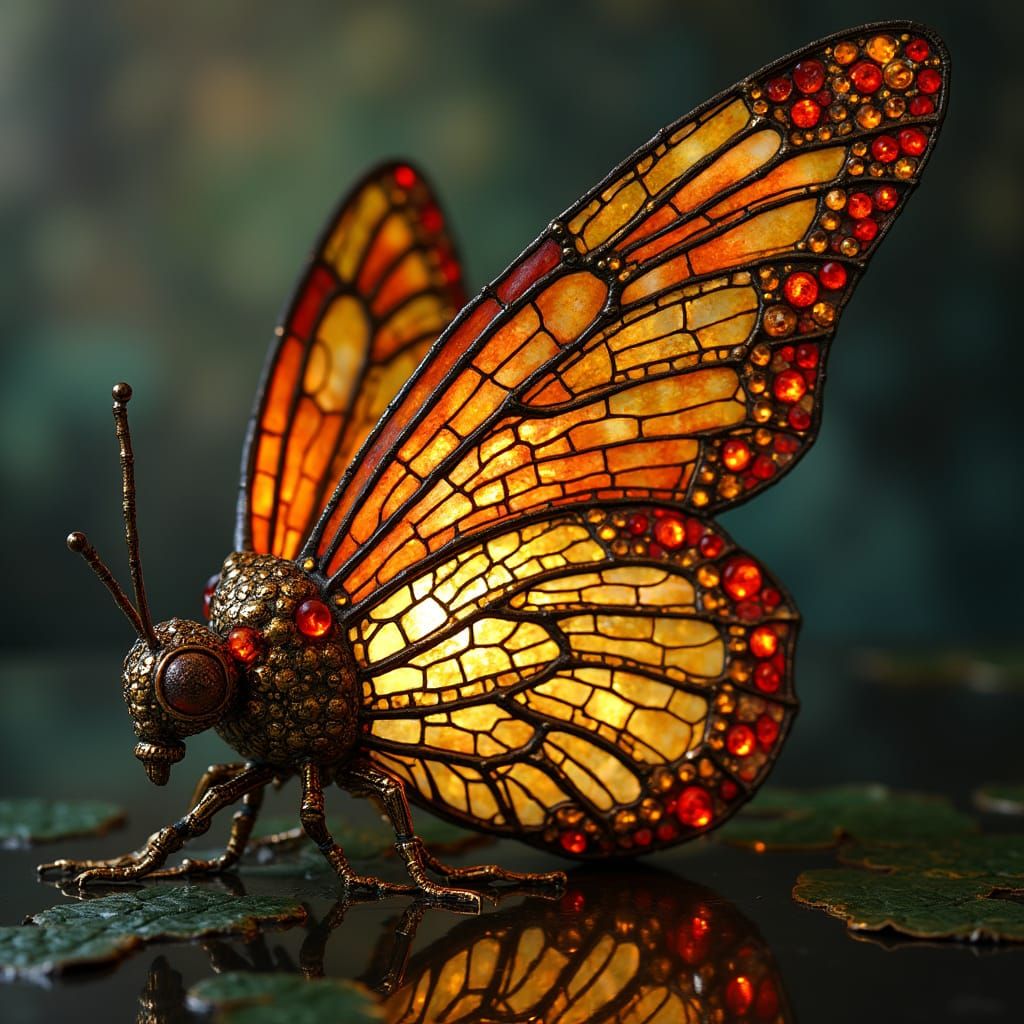 Glowing Ladybug in Elaborate Art Nouveau Style