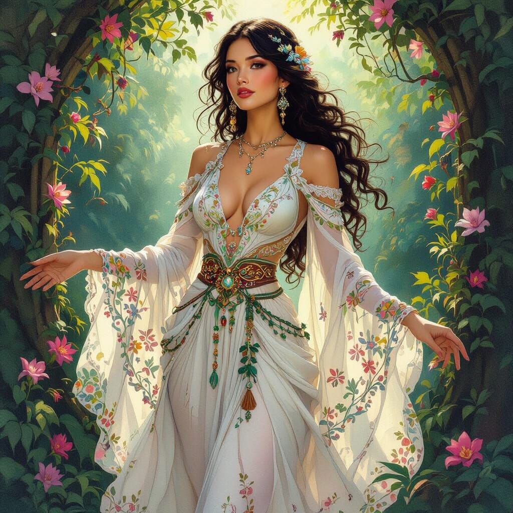 Ethereal Opaline Woman in Whimsical Style