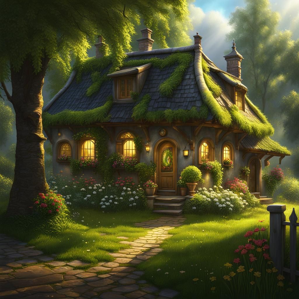 Village House with Golden Ring, Dynamic Lighting