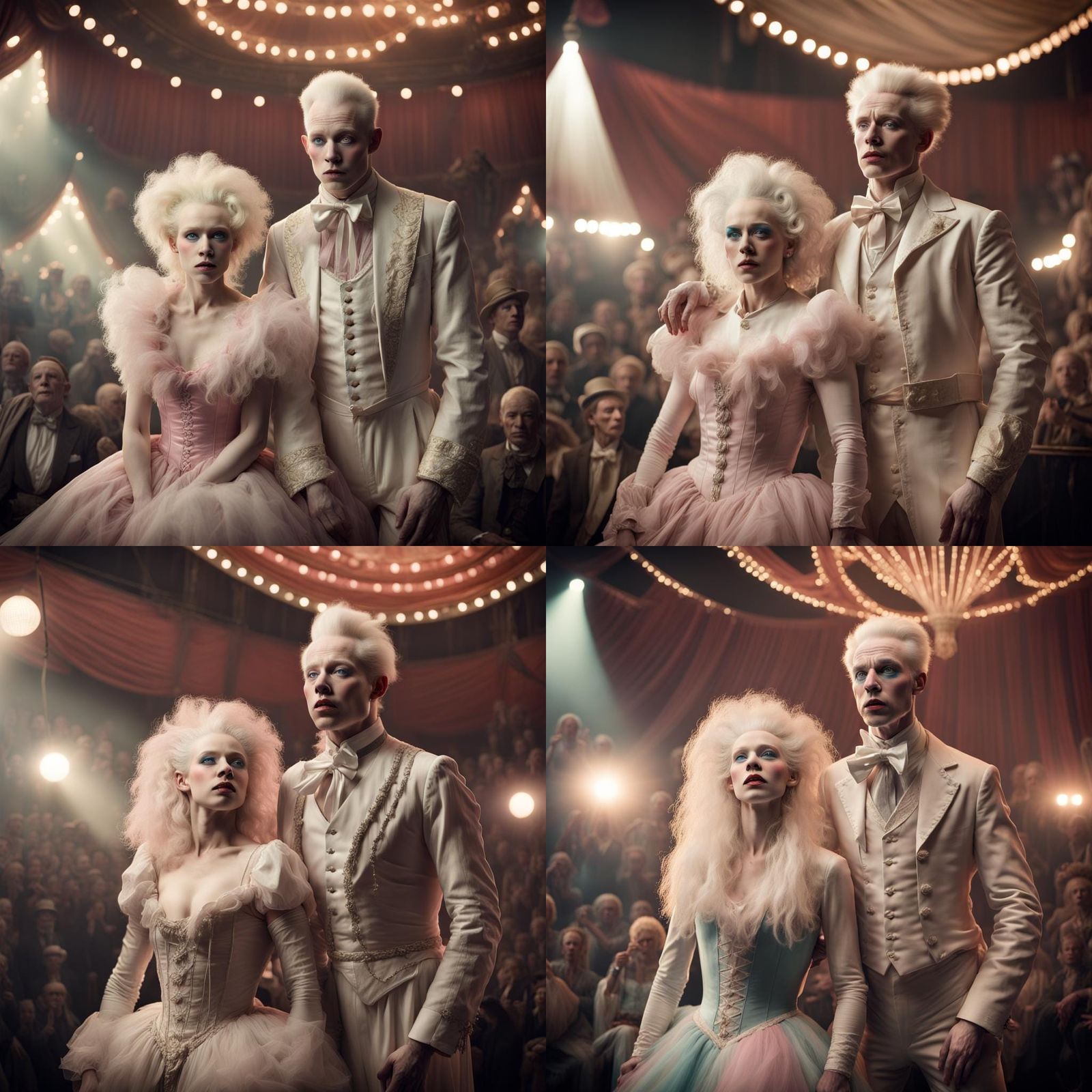 Enchanting Albino Couple in a Surreal Circus