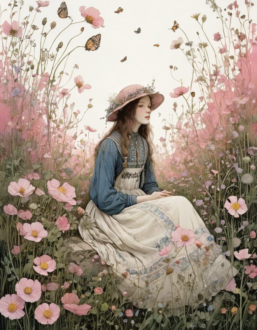 Cheerful Pale Pink Wildflowers in Bloom