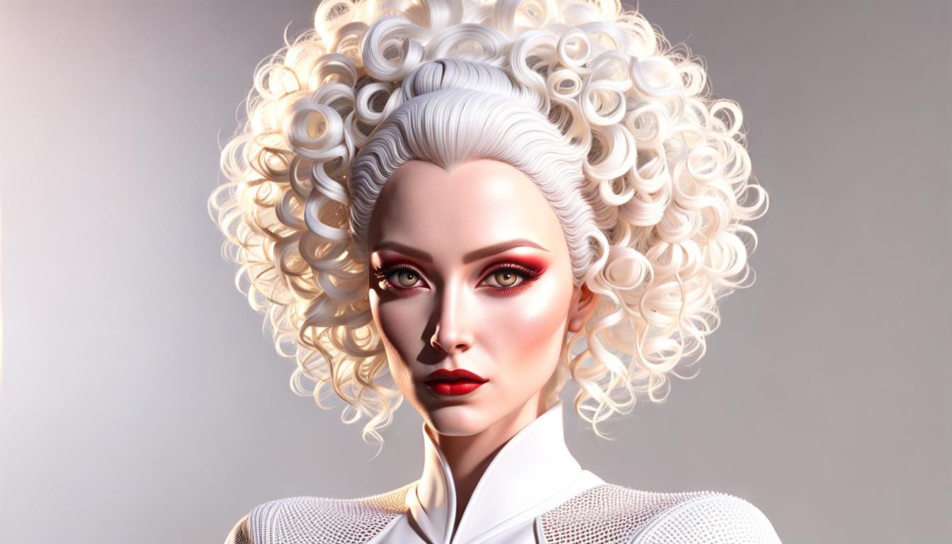 Realistic Alien Female with Red Eyes in 3D