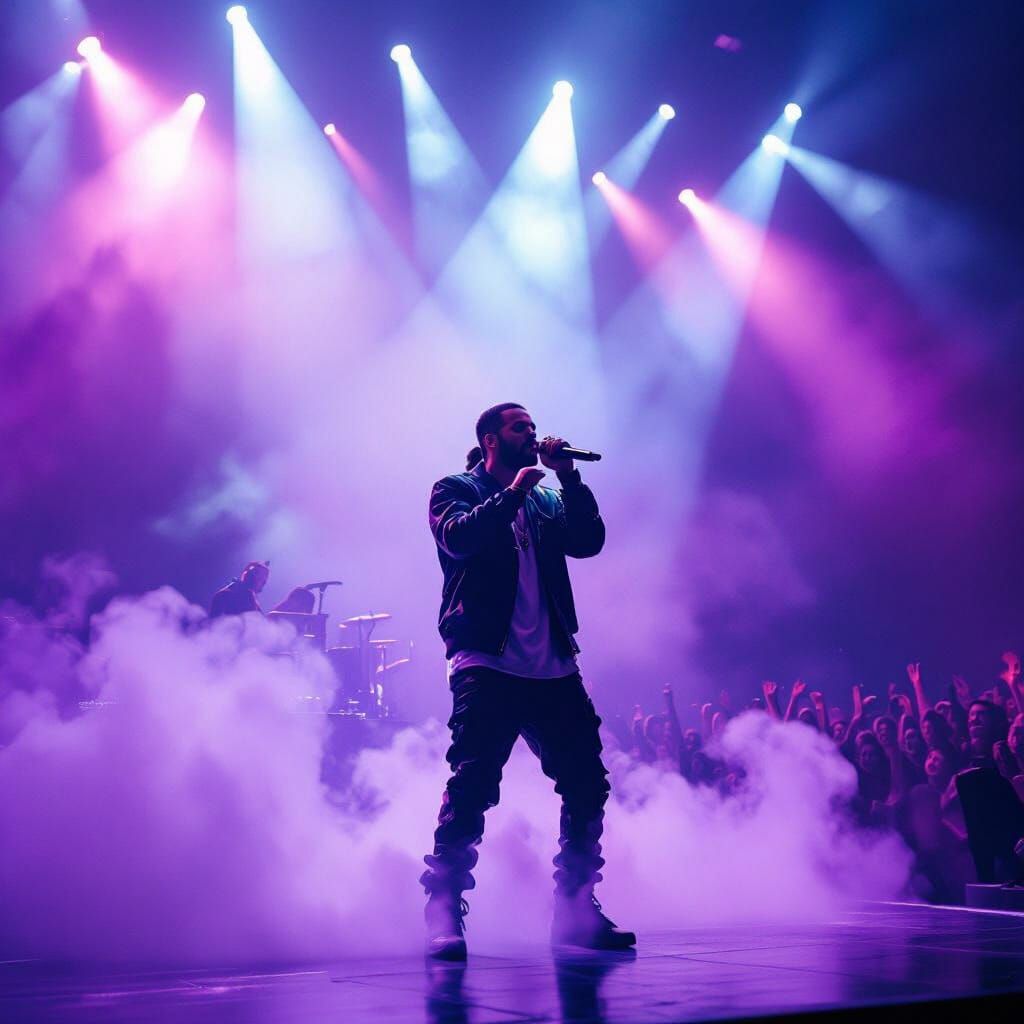 Drake Concert Performance with Vibrant Stage Lights