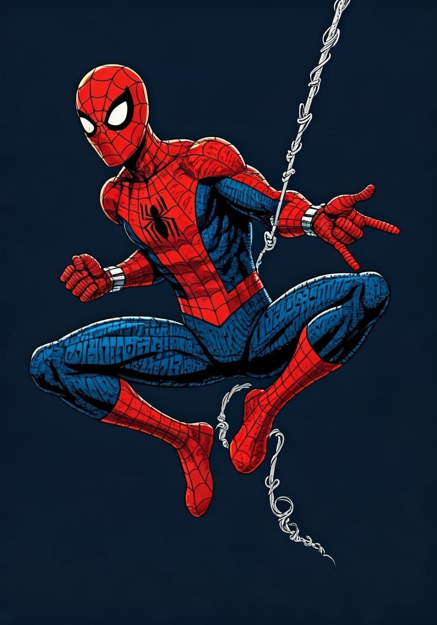 Spider-Man Silhouette Constructed from Stylized Text