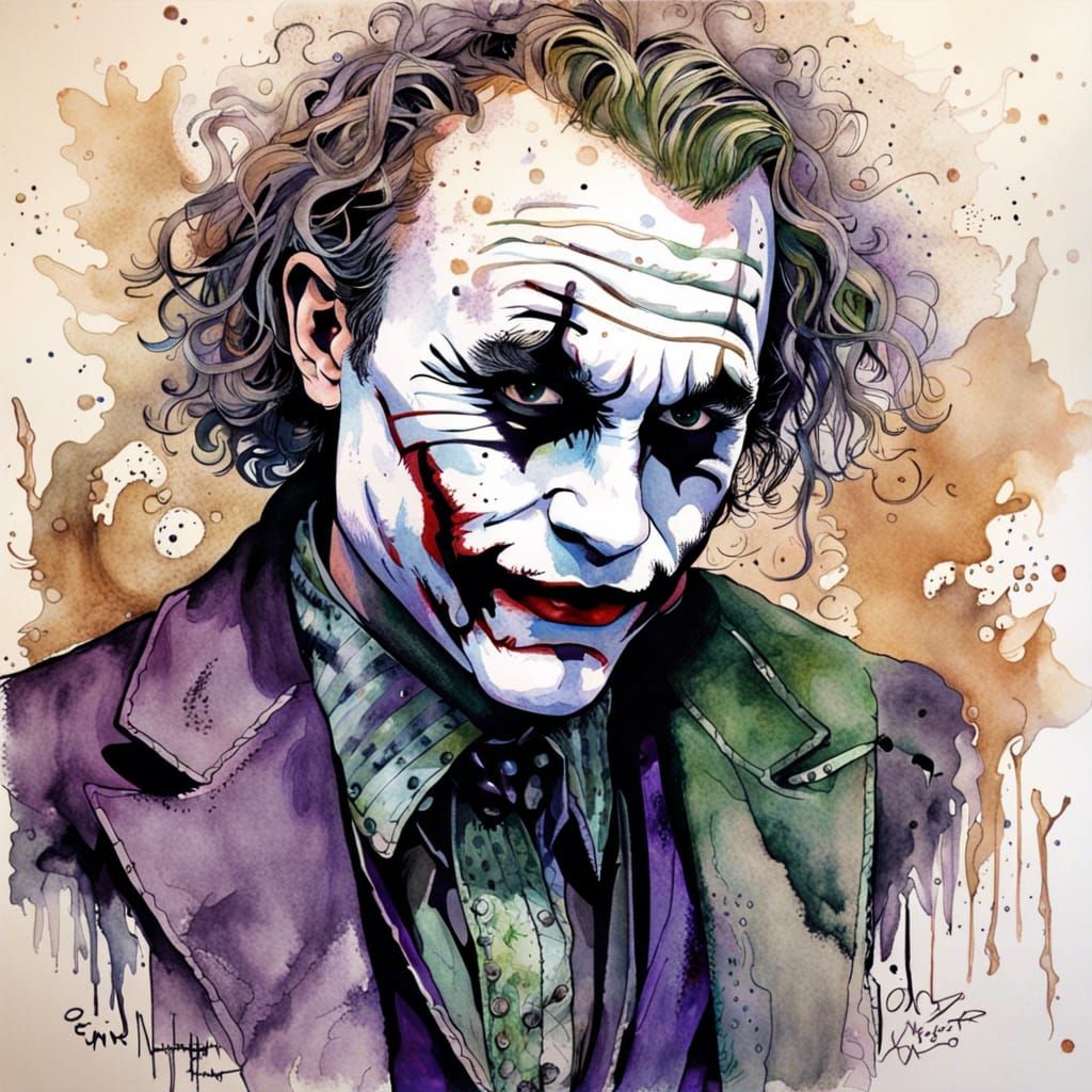 The Joker: Inkblot Watercolor Portrait