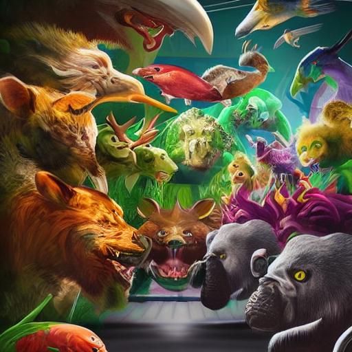 Animal-Human Hybrids Shopping in a Supermarket