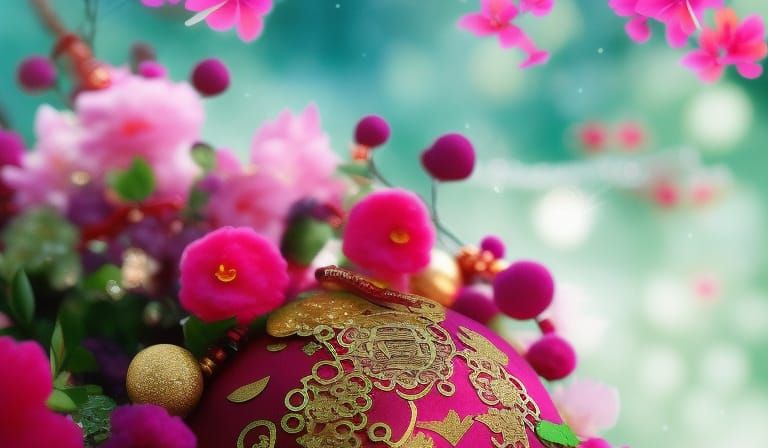 Abundant Chinese New Year Mixed Media Art