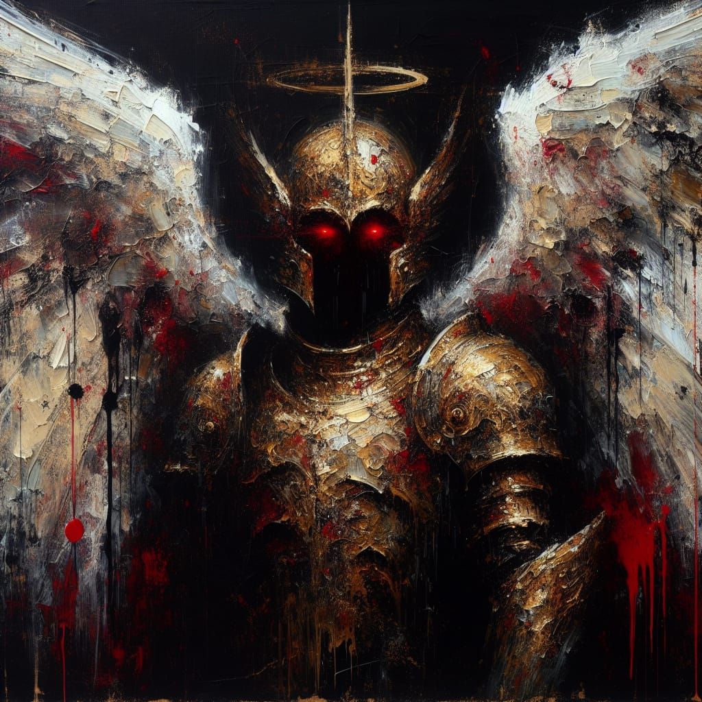 Imposing War Angel in Baroque Impasto Style