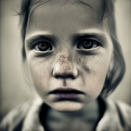 Intense Close-Up Portrait in Street Photography Style