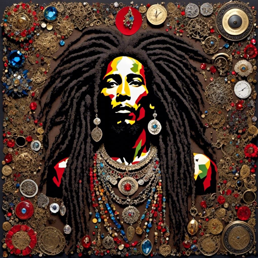 Bob Marley Mixed Media Collage Portrait