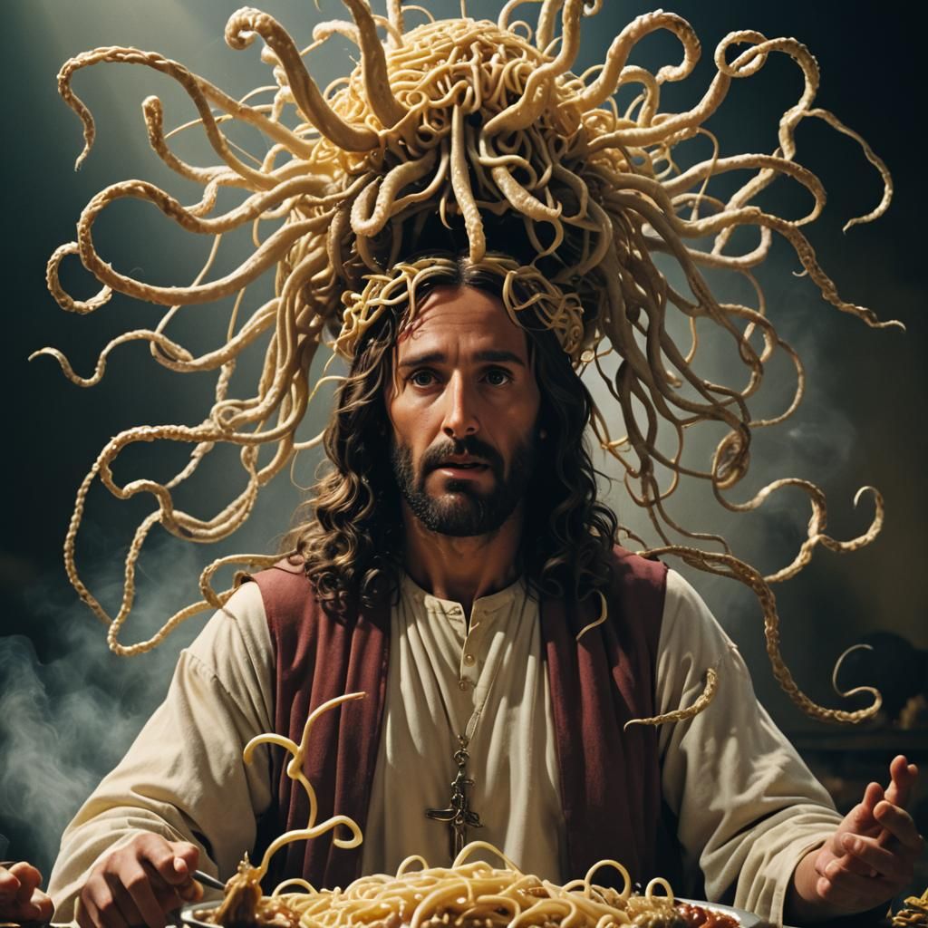 Jesus Christ Transforms into Flying Spaghetti Monster