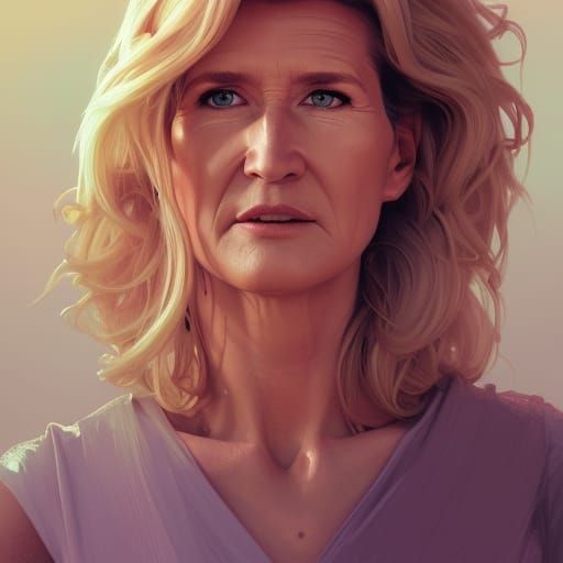 Laura Dern Portrait by Rutkowski, Artgerm, and Mucha