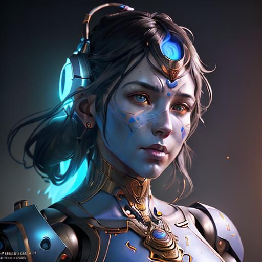 Robot Genie Portrait in Hyperdetailed Concept Art