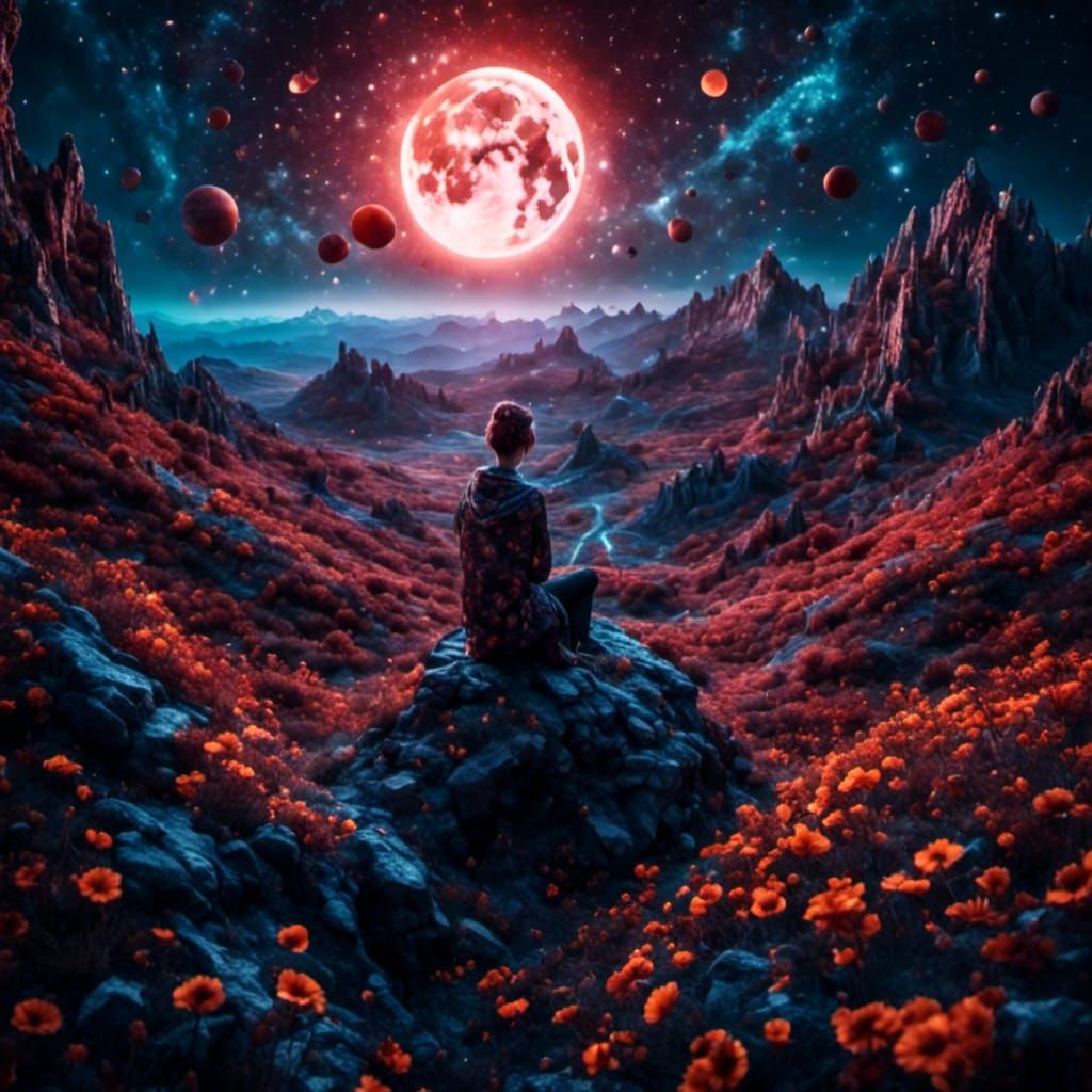 Ethereal Eclipse: Silhouettes Gaze at Celestial Alignment