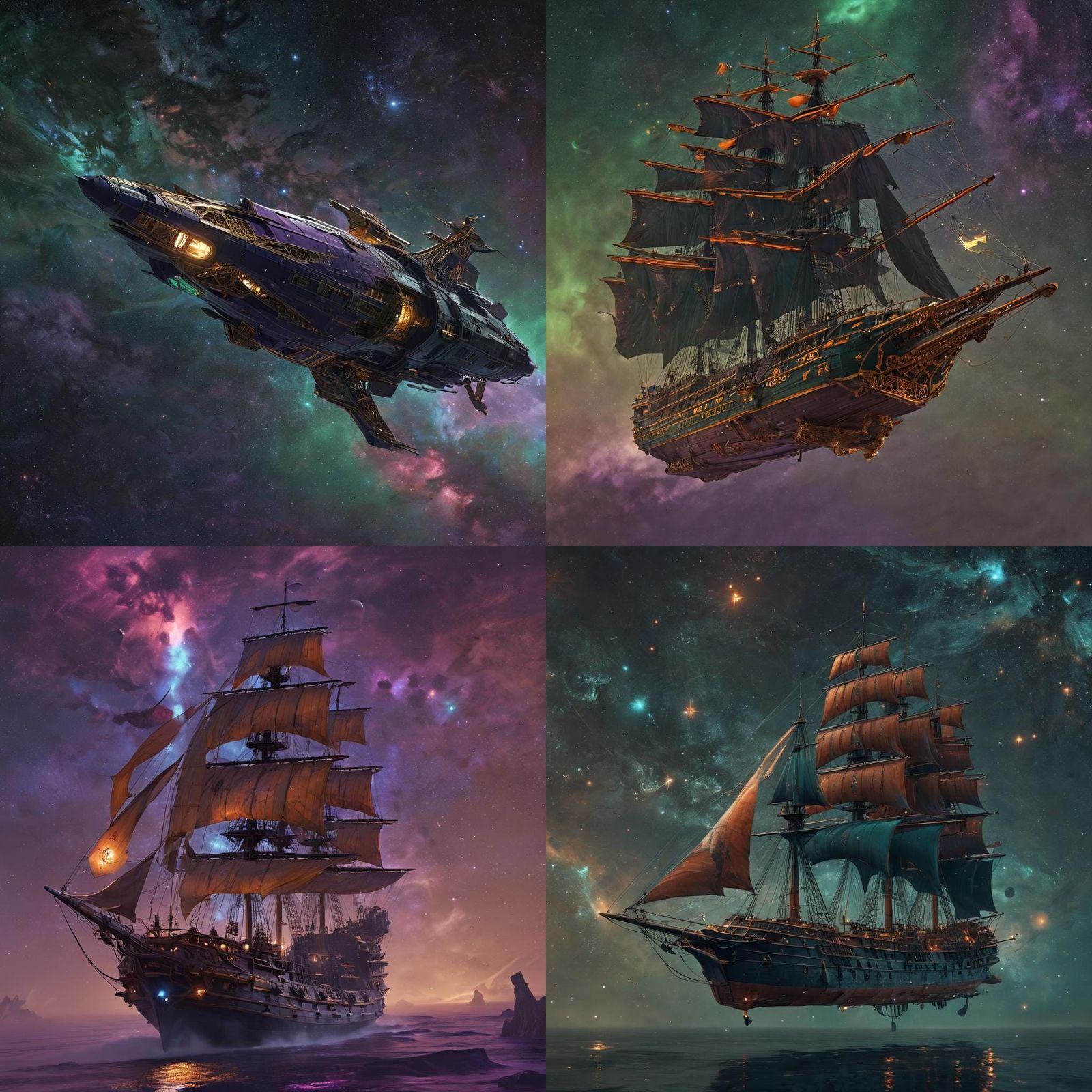 Spelljammer Ship in Space: Detailed Matte Painting