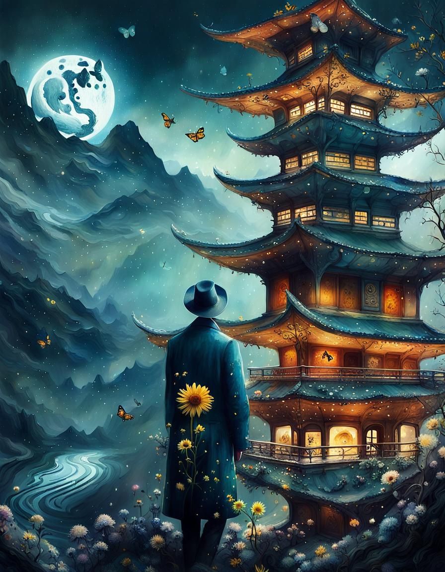 Surreal Yin Yang Sun Moon Hourglass