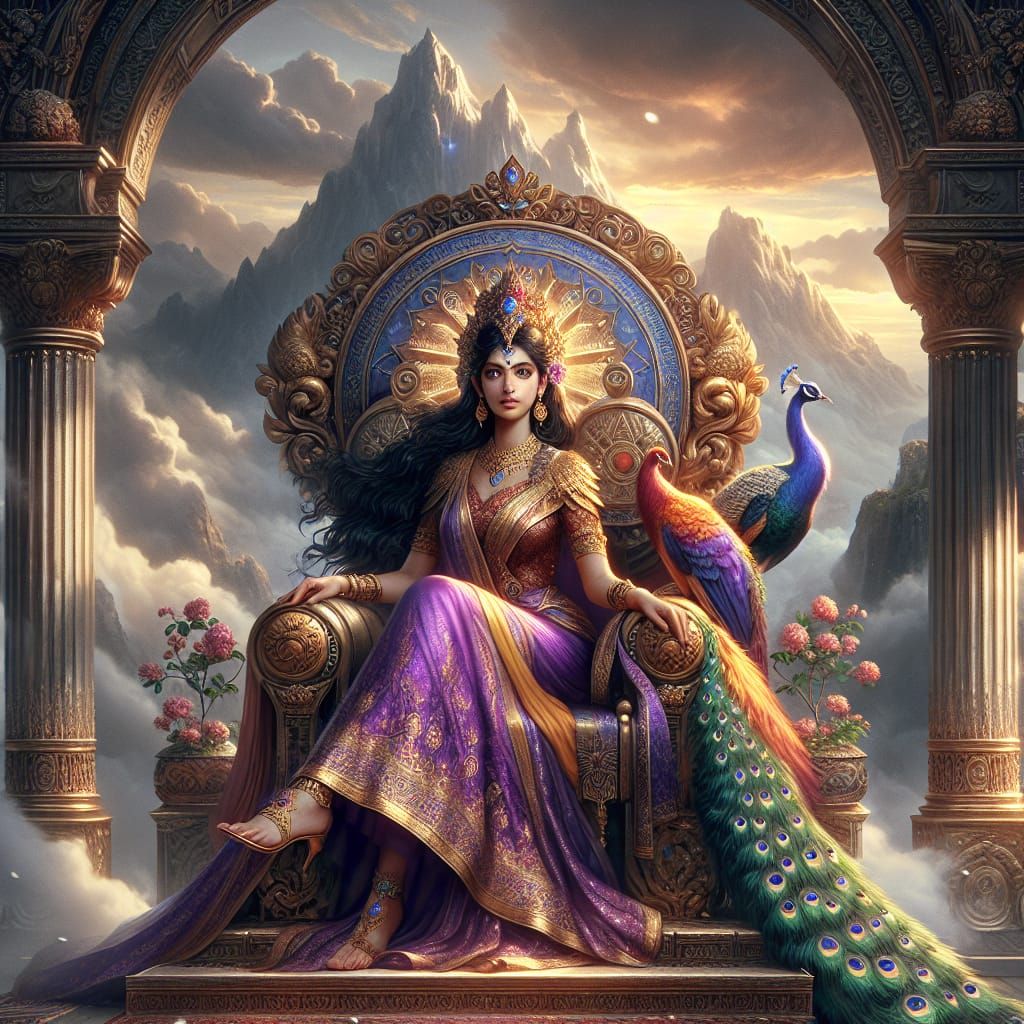 Hera as South Asian Woman on Ornate Throne