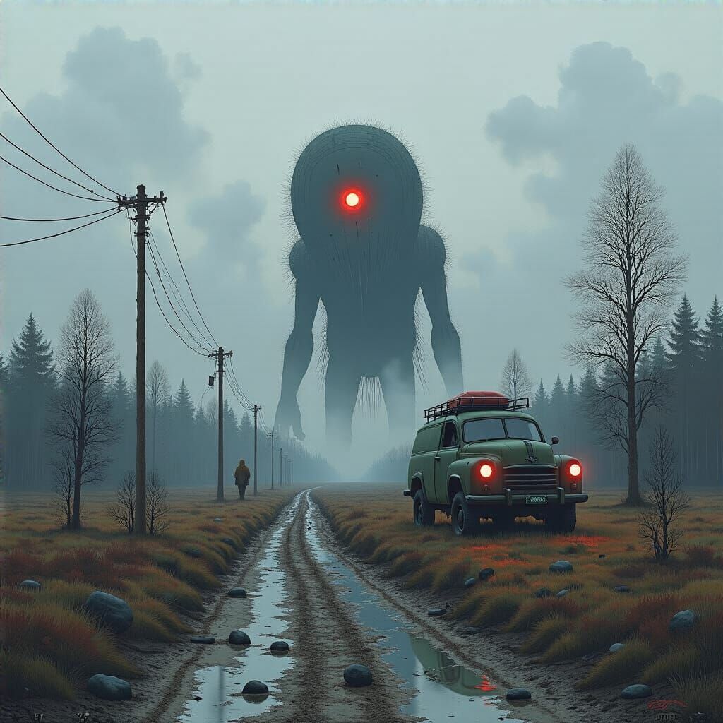 Grimdark Landscape in Simon Stålenhag Style