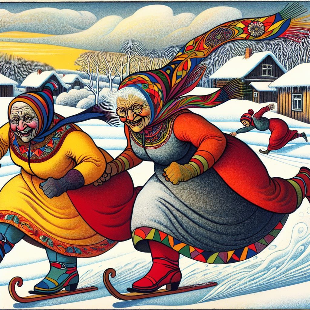 Wild Old Ladies in Primitivist Winter Wonderland