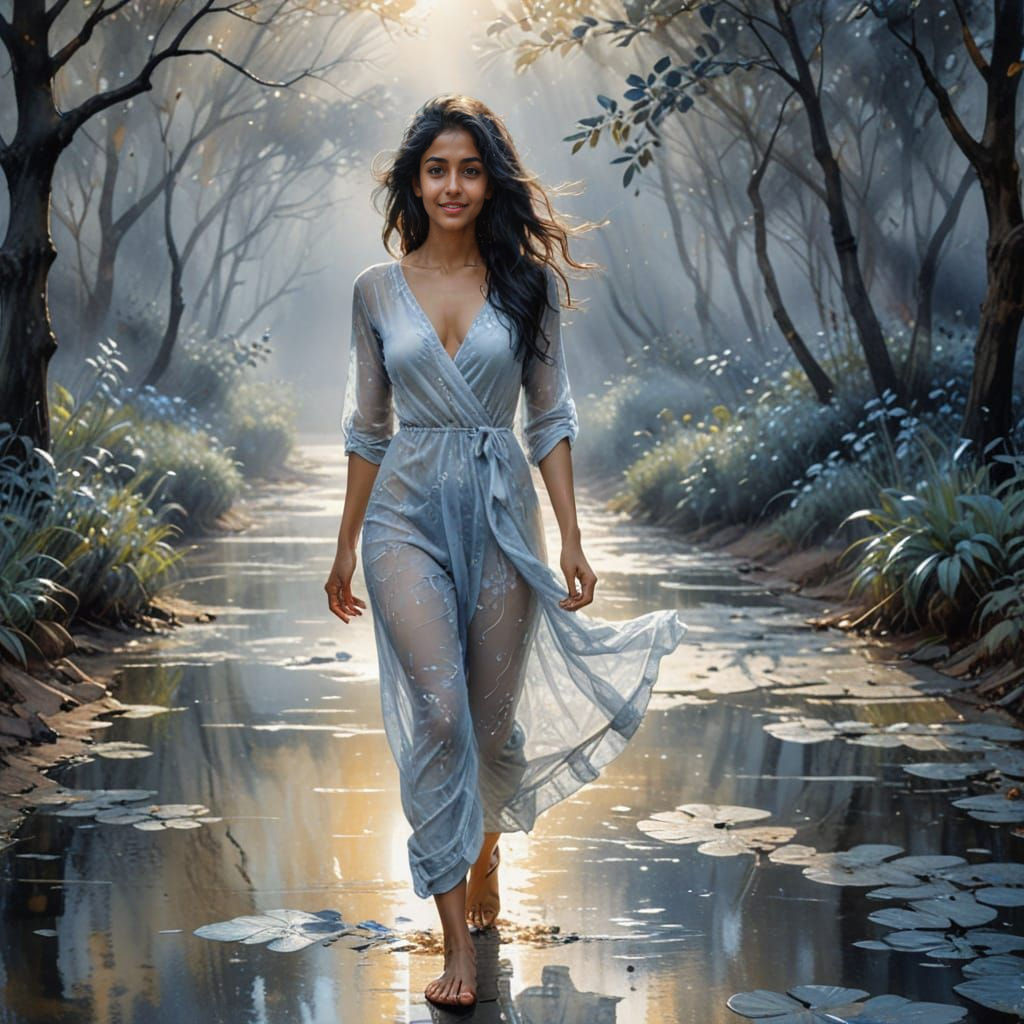 Enigmatic beauty in a misty embrace