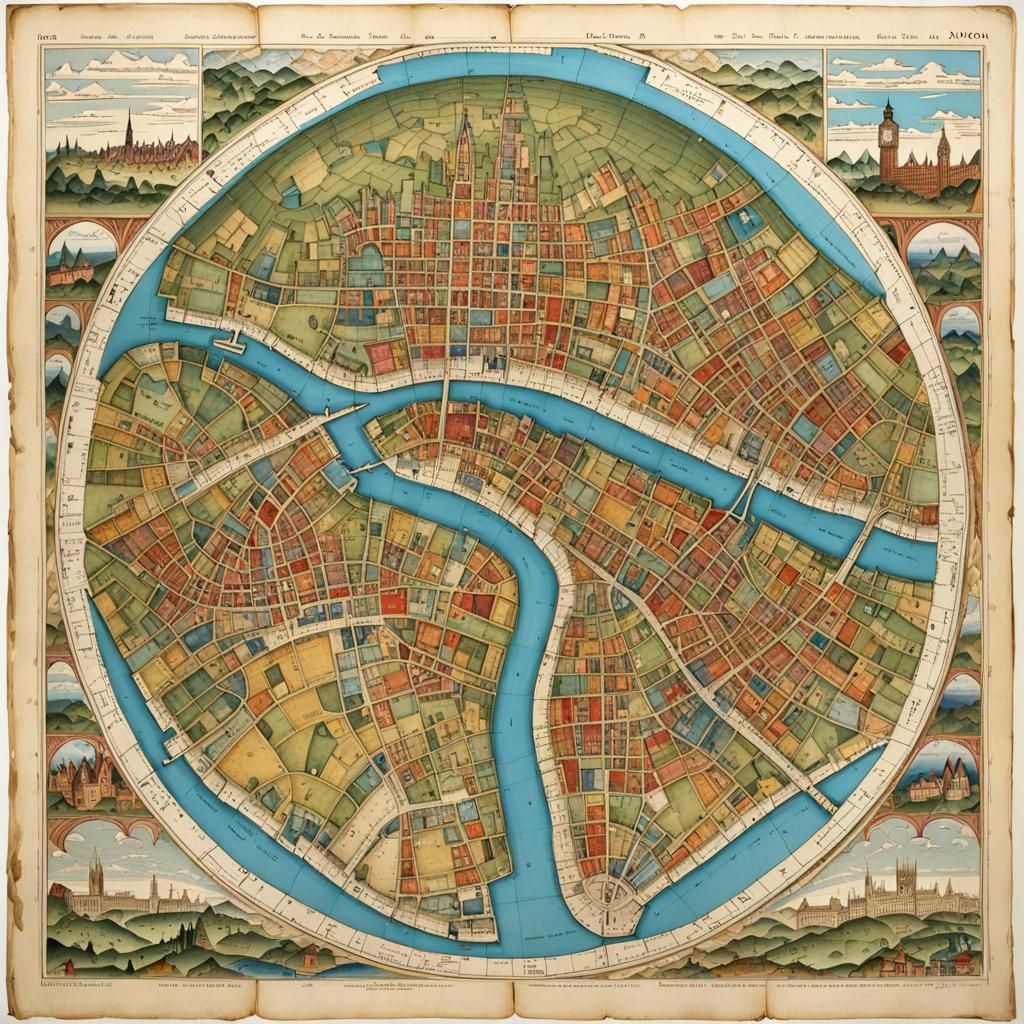 Detailed Geological Map of London on Parchment