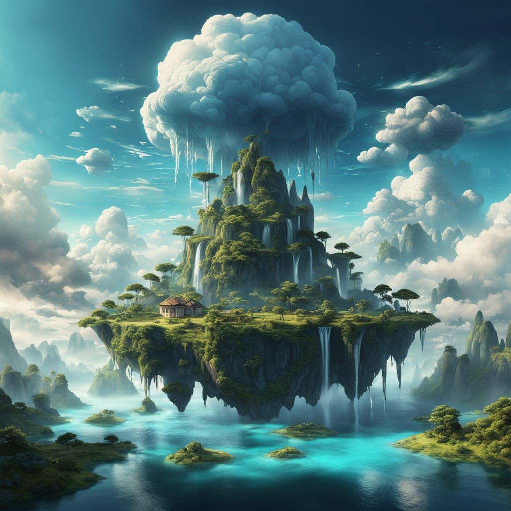 surreal landscape: a floating islands