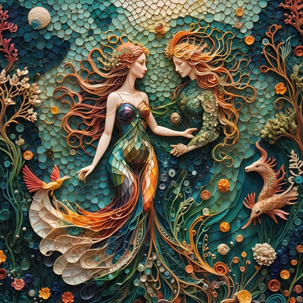 Venus Emerges in Geometric String Art Style