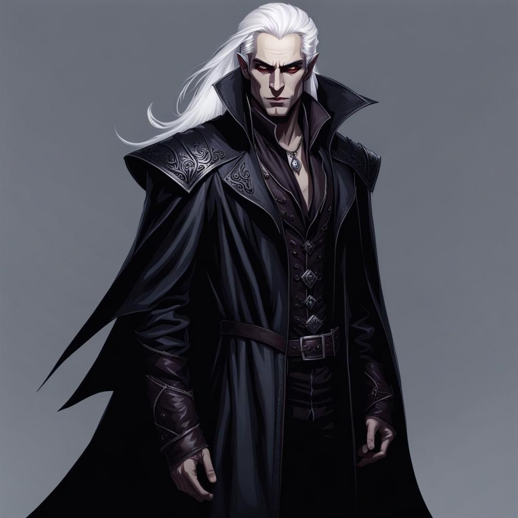 Half-Elf Drow Vampire with Leather Duster