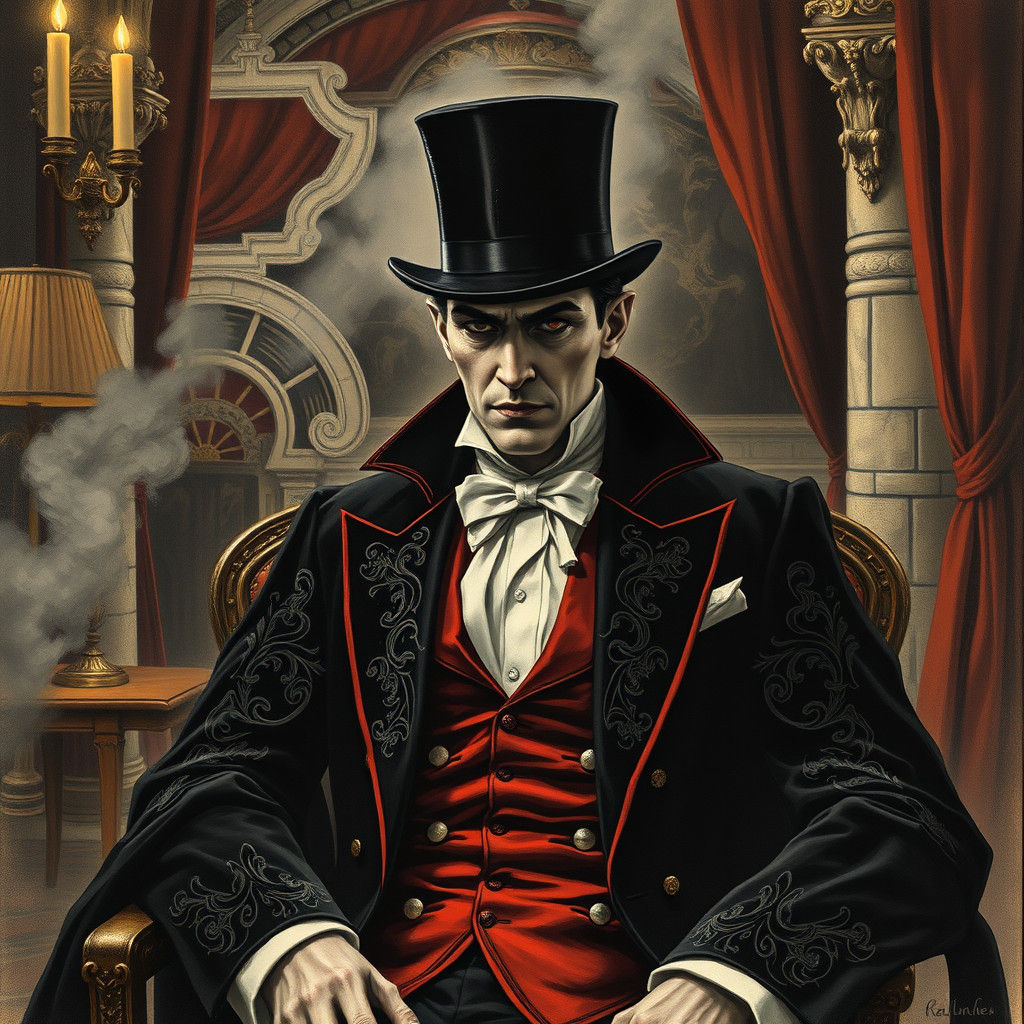 Vampire Diplomat Portrait in Toulouse Lautrec Style