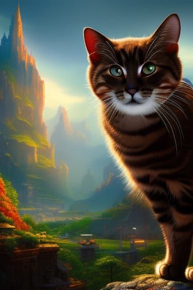 Cat Self Portrait: Detailed Matte Painting