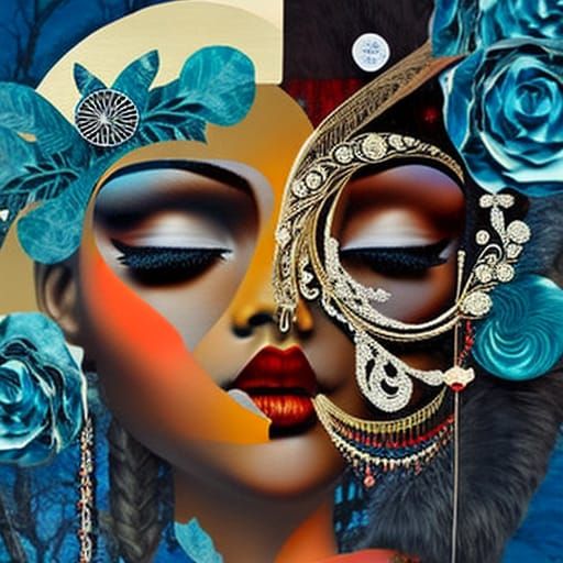 Winter Solstice Goddess in Mixed Media Collage