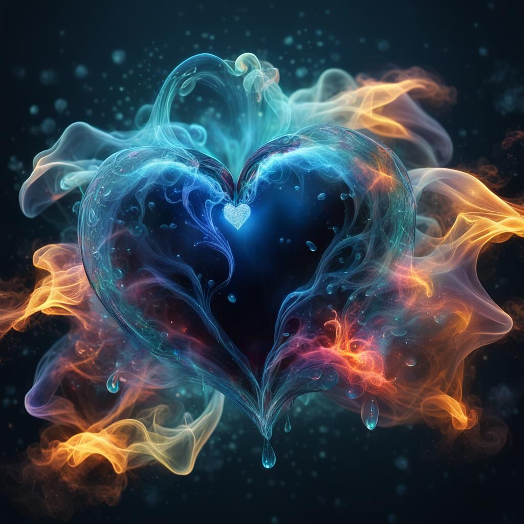 Glowing Surreal Love Heart in a Dark Fantasy
