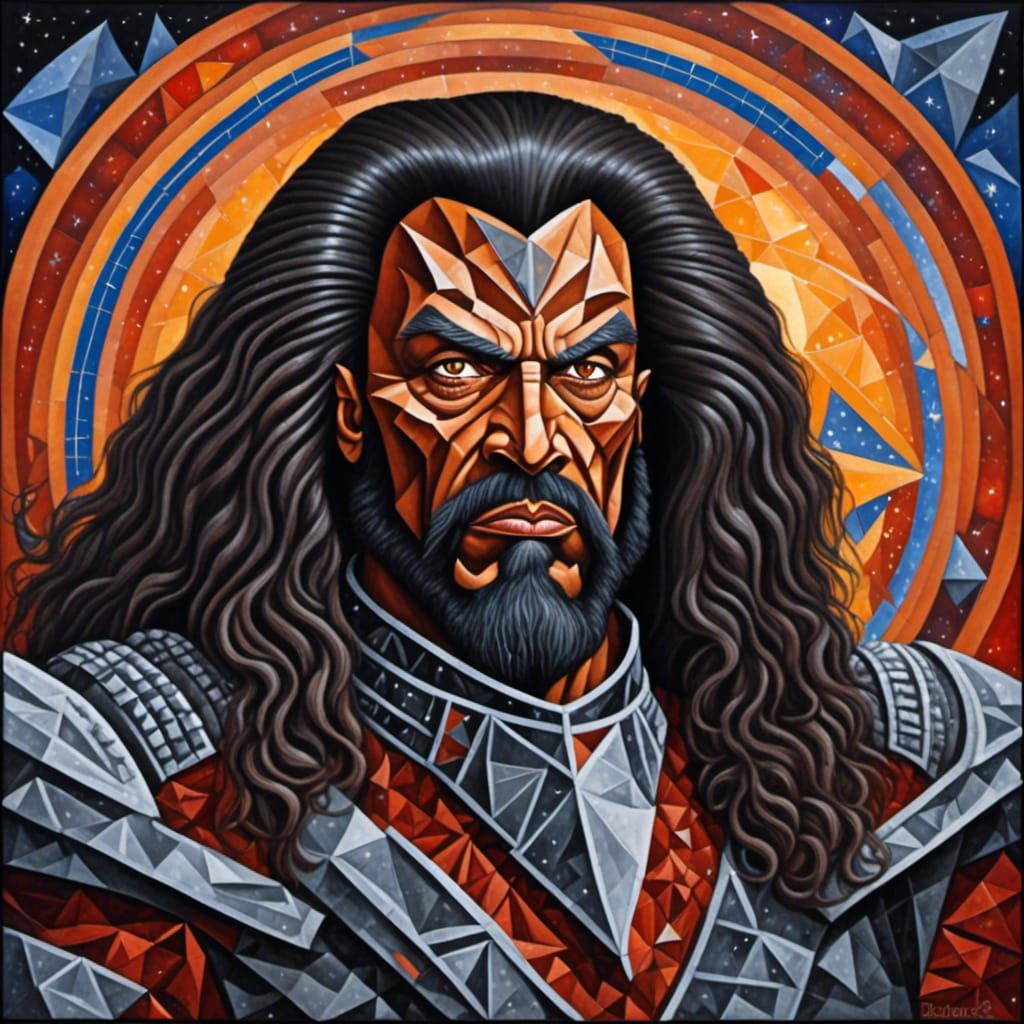 Klingon Warrior Portrait in Cubist Style