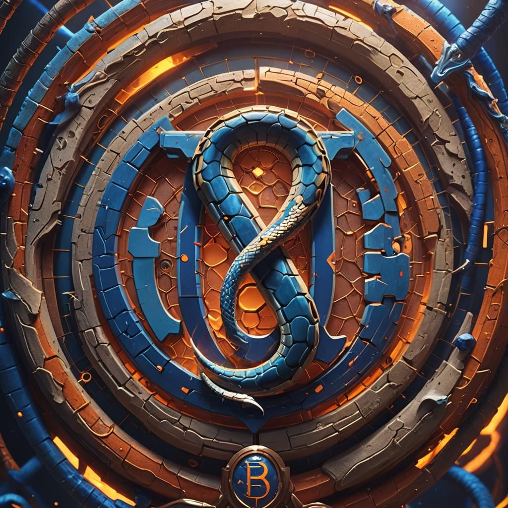 Neon Python Shield: A Cinematic Emblem in 3D