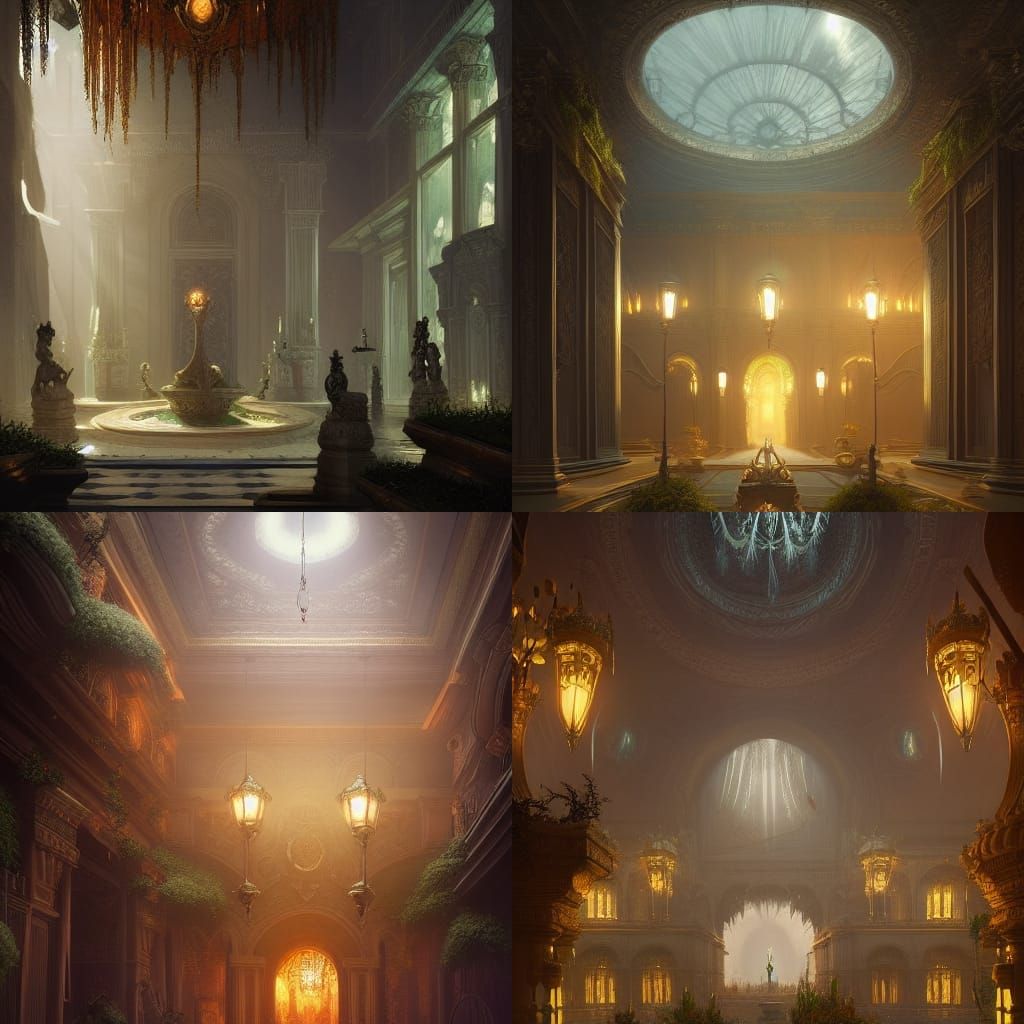 Opulent Palace Interior with Magical Lighting
