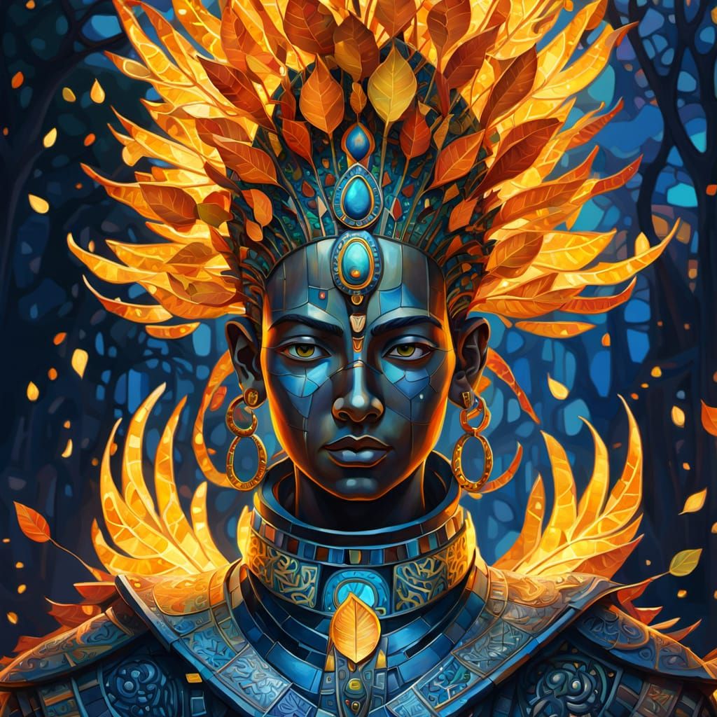 Egyptian City with Autumn Foliage in Gaudi Style