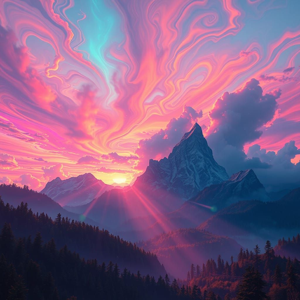 Fantastical Sunset in Kaleidoscope Colors