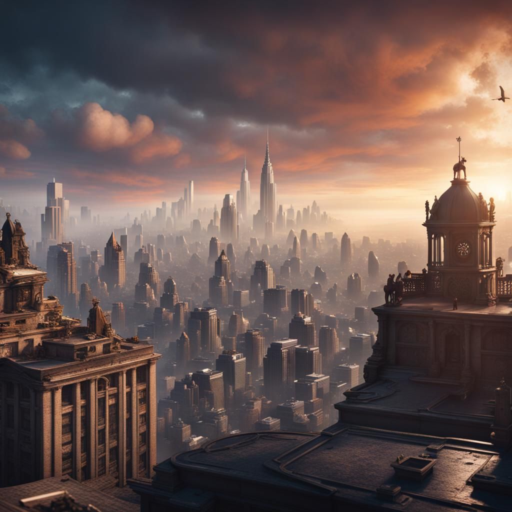 City View from a Building: Fantasy Concept Art